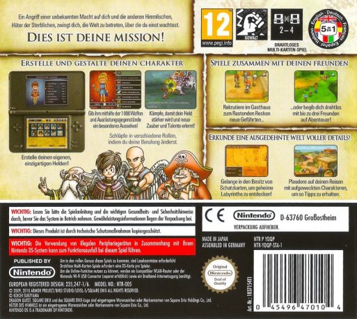 Dragon Quest IX : Les Sentinelles du Firmament - Dos