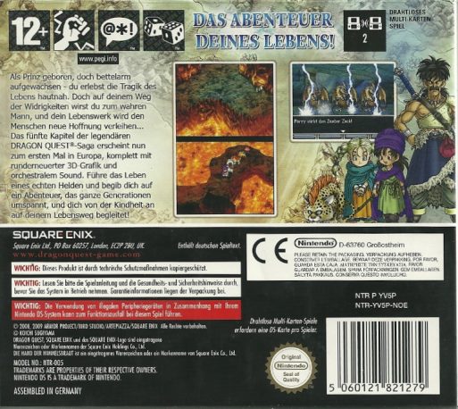 Dragon Quest: La Fiancée céleste - Dos