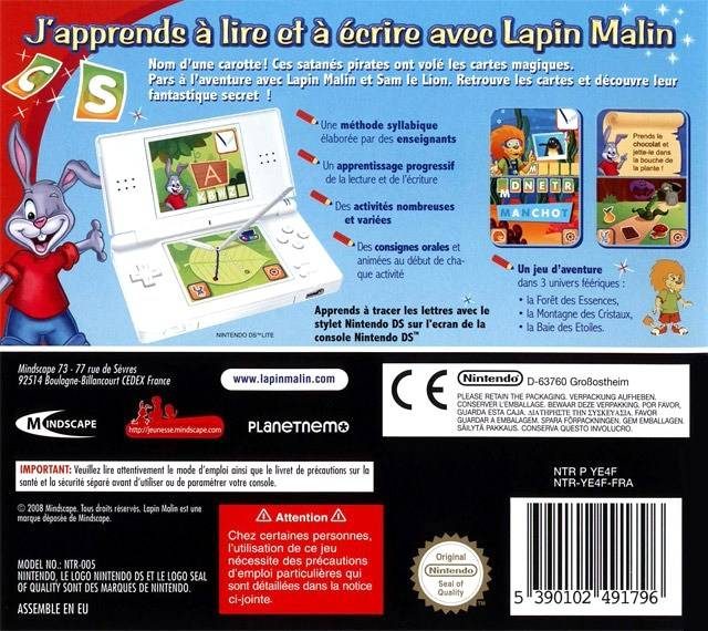 Lapin Malin : J'Apprends à Lire et à Ecrire dos