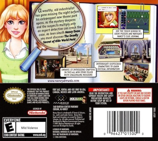 Nancy Drew - The Deadly Secret Of Olde World Park - Dos