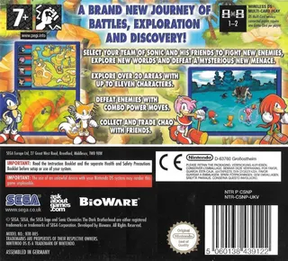Sonic Chronicles : La Confrérie des Ténèbres dos