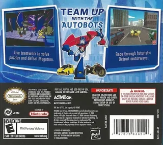 Transformers Animated : Le Jeu - Dos