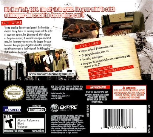 Unsolved Crimes : Affaires Non Classés dos