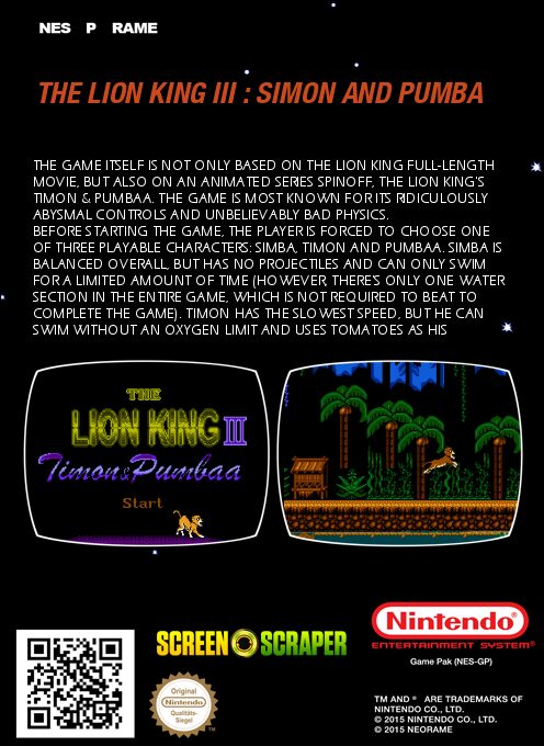 The Lion King III: Timon & Pumbaa - Dos
