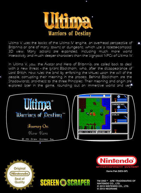 Ultima : Warriors of Destiny - Dos