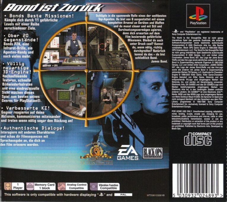 007 : Le Monde ne Suffit Pas - Dos