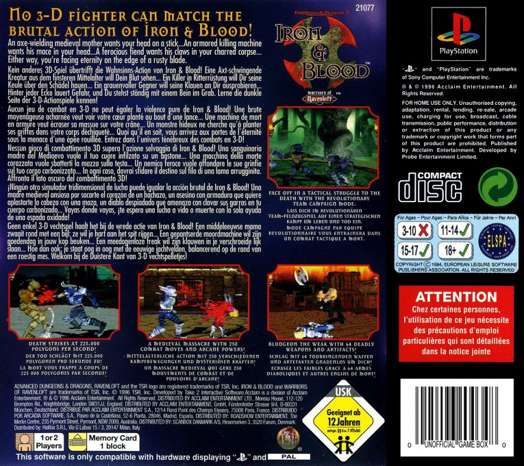 Advanced Dungeons & Dragons : Iron & Blood, Warriors of Ravenloft - Dos