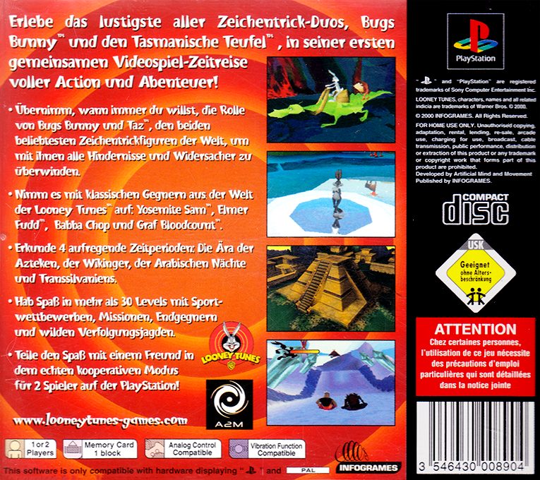 Bugs Bunny & Taz : La Spirale du Temps - Dos