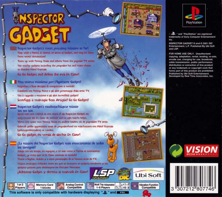 Inspecteur Gadget : Panique Dans Le Labyrinthe dos