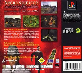 Necronomicon : L'Aube des Ténèbres - Dos