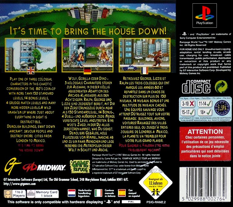 Rampage : World Tour - Dos