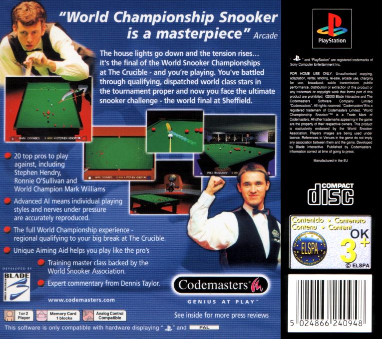 World Championship Snooker dos
