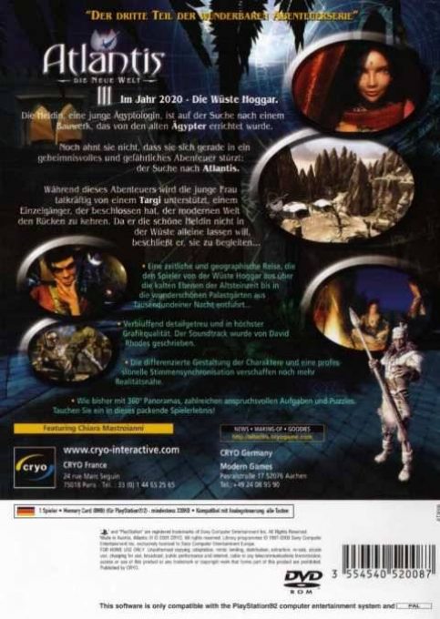 Atlantis III : Le Nouveau Monde - Dos