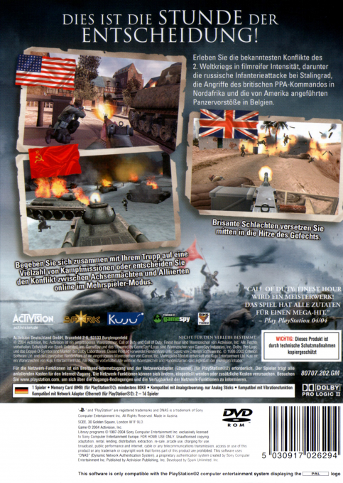 Call of Duty : Le Jour de gloire - Dos