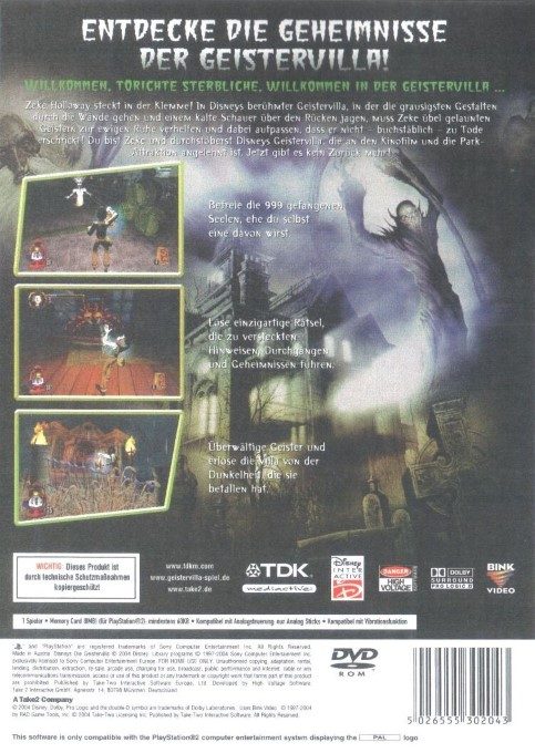 Disney Le Manoir Hanté - Dos