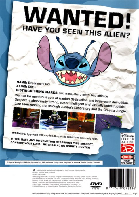 Disney Stitch : Expérience 626 - Dos