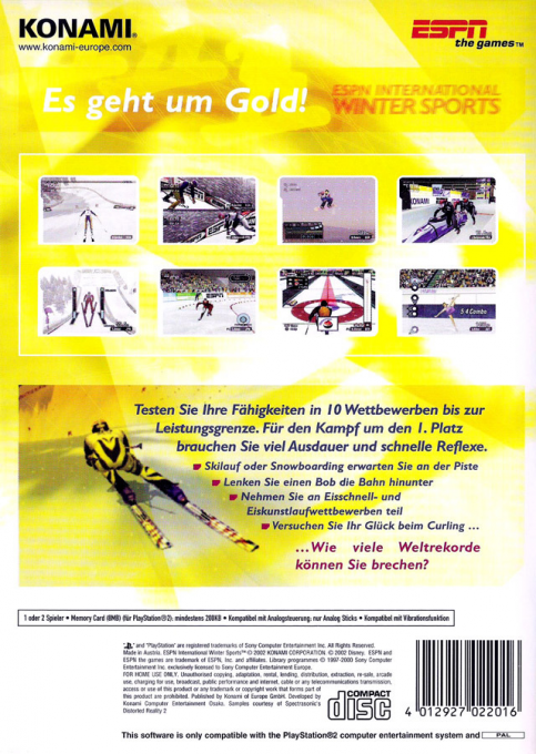 ESPN International Winter Sports 2002 - Dos