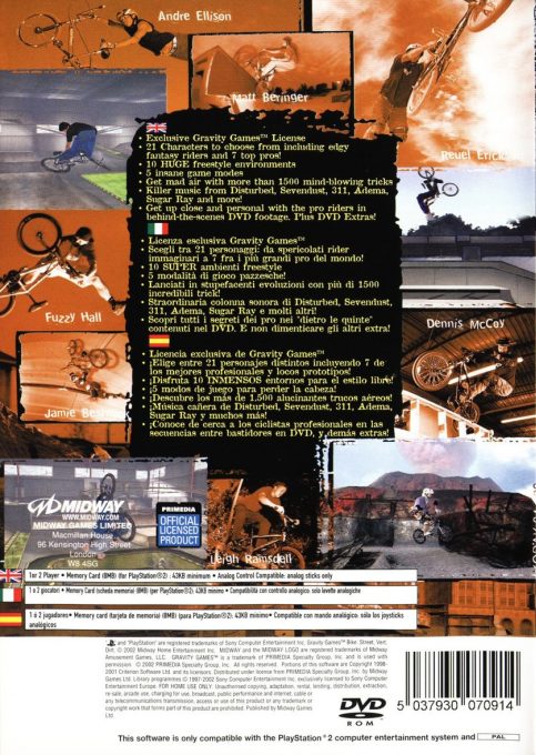 Gravity Games Bike : Street. Vert. Dirt - Dos