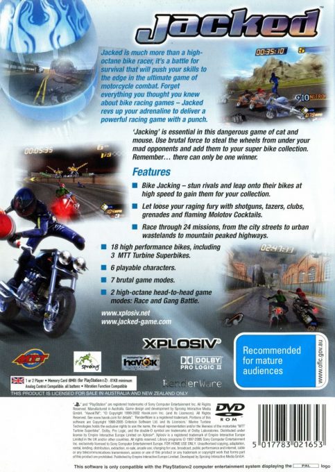 Jacked : La Guerre des Gangs - Dos