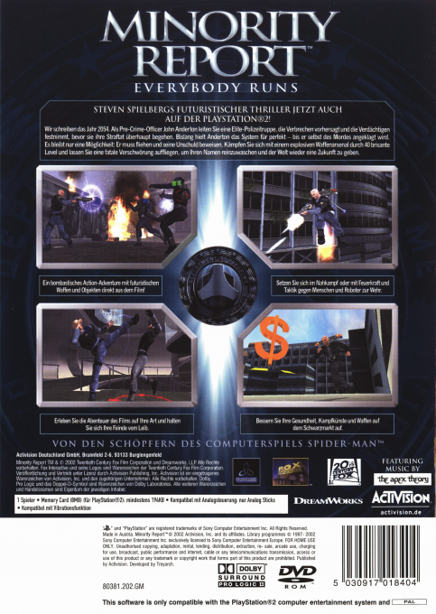 Minority Report : Le Futur vous Rattrape - Dos