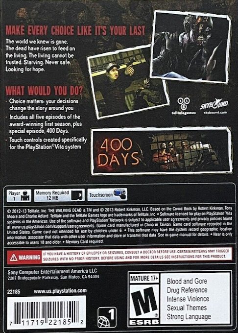 The Walking Dead : Saison 1 - Dos