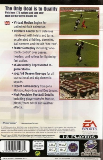 FIFA : En Route pour la Coupe du Monde 98 - Dos