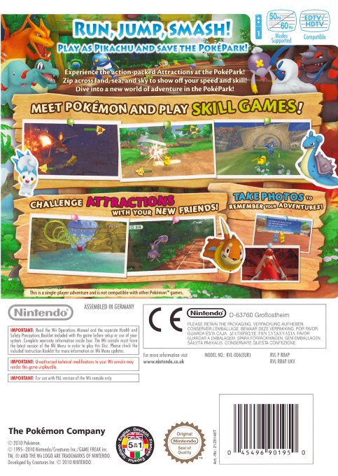 PokéPark Wii : La Grande Aventure de Pikachu - Dos