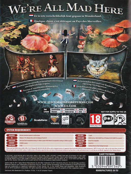 Alice : Retour au Pays de la Folie - Dos