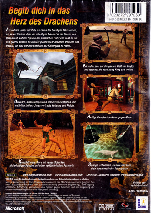 Indiana Jones Et Le Tombeau De L'Empereur - Dos