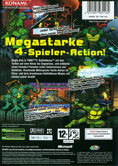Teenage Mutant Ninja Turtles 2 : Battle Nexus - Dos