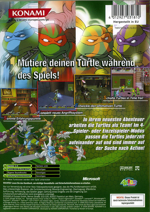 Teenage Mutant Ninja Turtles 3 : Mutant Nightmare - Dos