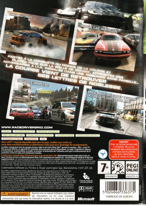 Race Driver : GRID - Dos